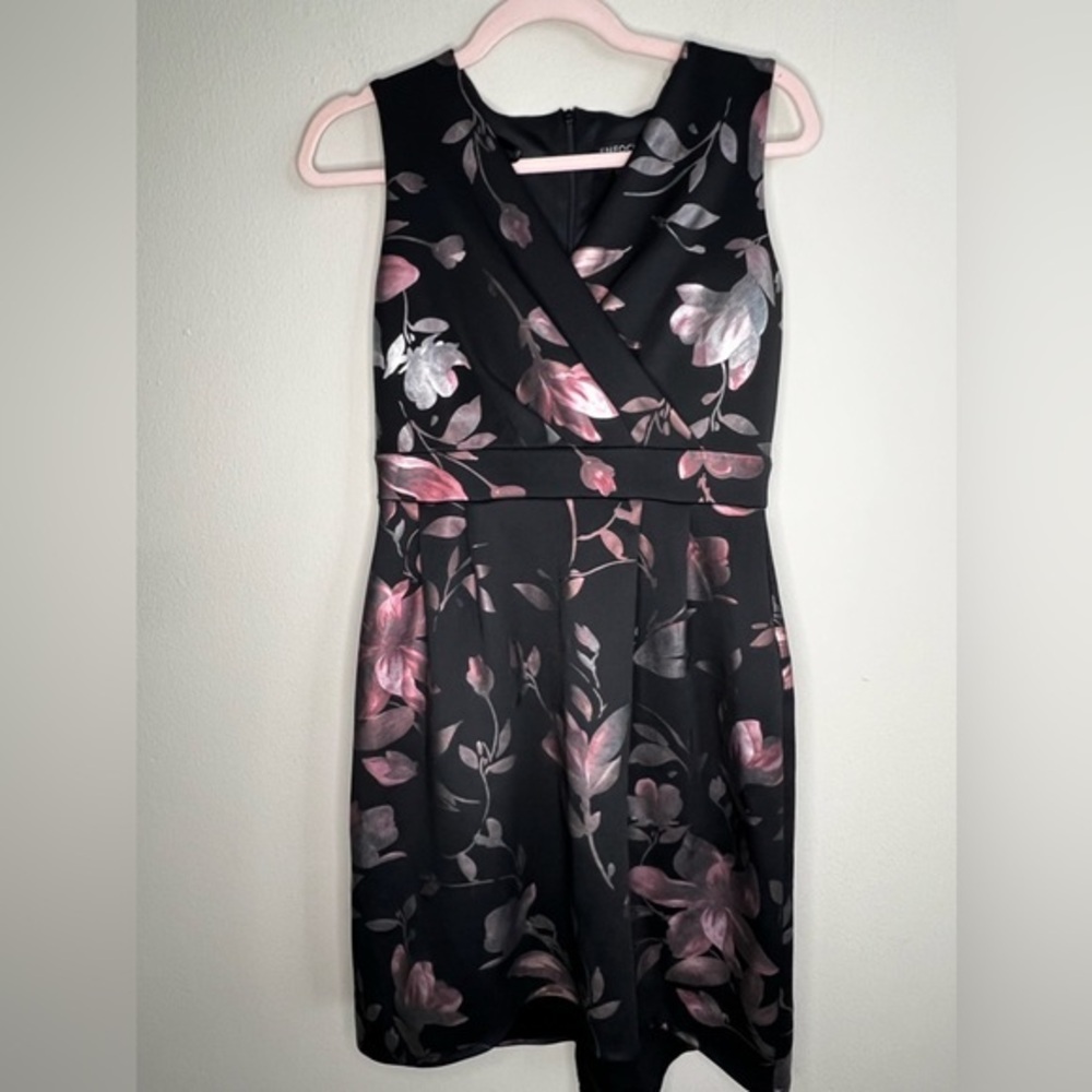 Little Black Dress With Floral Detail Pink Floral En Focus Studio